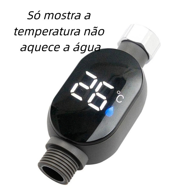 Termômetro Digital para Banho de Bebê com Dupla Saída Água - LED Display Temperatura Chuveiro - Evita Queimaduras