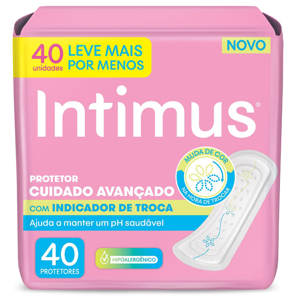 Protetor Diário Intimus Cuidado Avançado com Indicador de Troca 40 Unidades Leve Mais Por Menos