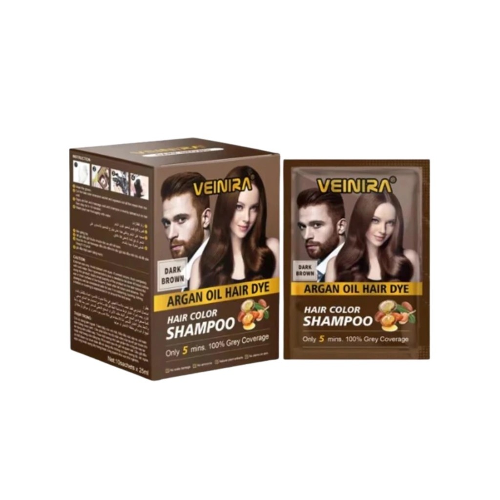 Shampoo Tonalizante Veinira Sem Amônia - Para Cabelo e Barba 10 Sachês de 25ml em Oferta na Shopee