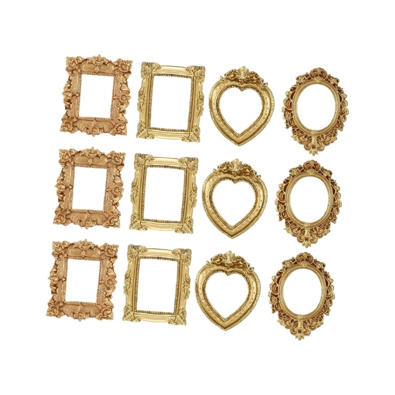GOO Mini Moldura Dourada Vitoriana Pequena Resina Antiga Barroca Ornamentada Sem Vidro Ou Backin
