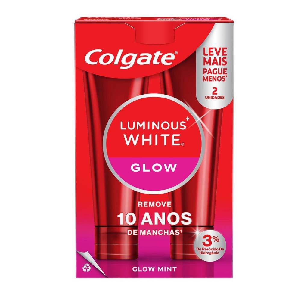 Kit Creme Dental Colgate Luminous White Glow 2 Unidades 70g Cada em Oferta na Shopee