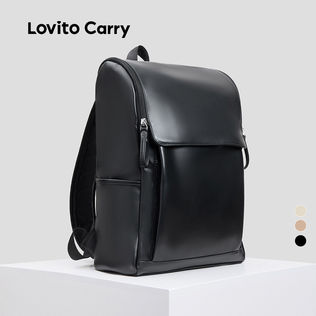 (Lovito Carry) Mochila Casual Lisa de Grande Capacidade e Prática LFAR11087 em Oferta na Shopee