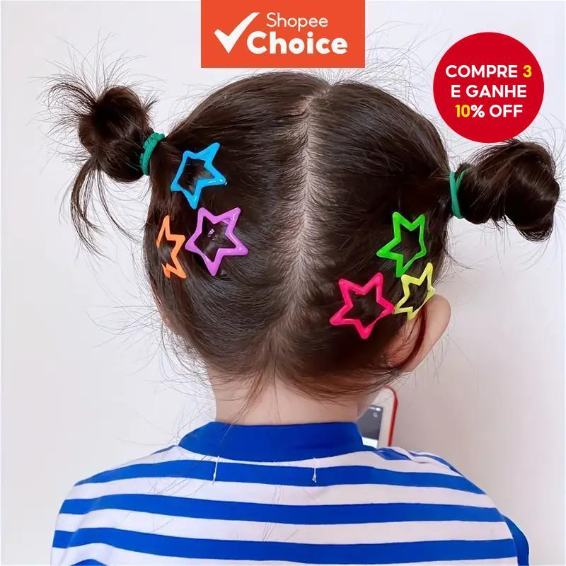 20 Peças De Grampos De Cabelo Com Estrela Oca De Cores Mistas , Acessórios Doces E Fofos