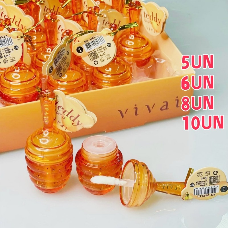 Kit De Brilho Labial Vivai Teddy Mel-Coleção 5/6/8/10 Peças em Oferta na Shopee