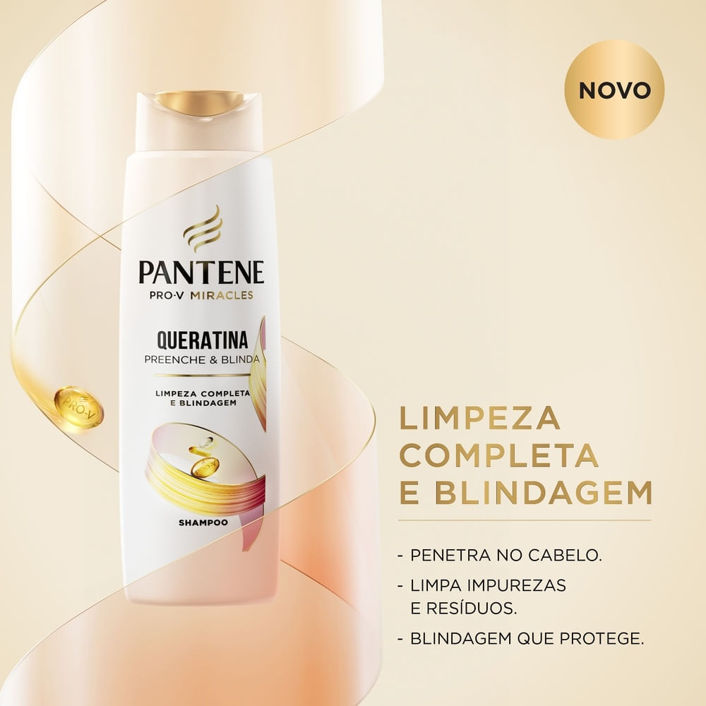 Detalhes do Shampoo 300ml e Condicionador 150ml Pantene Queratina