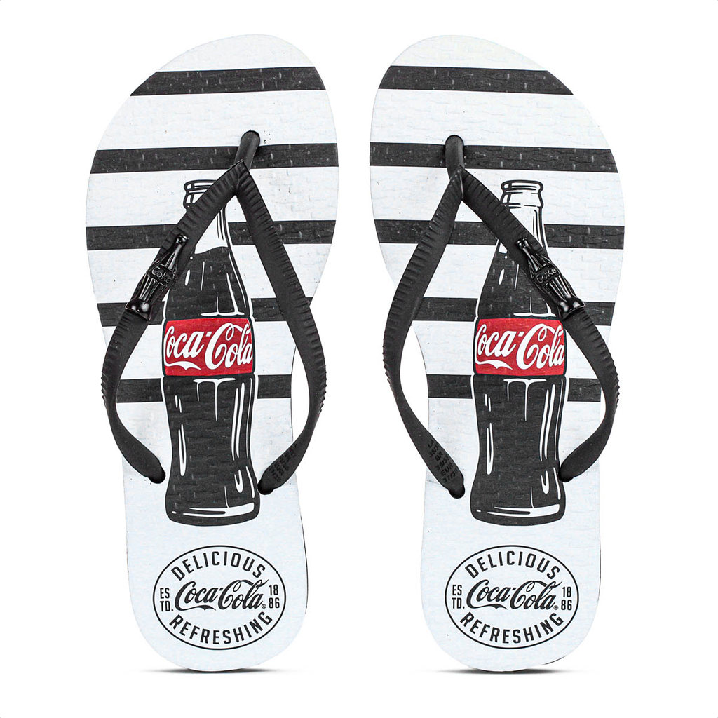 Chinelo Coca Cola Delicious Branco e Preto - Feminino
