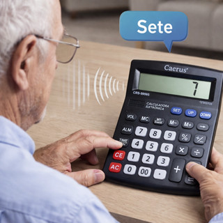Calculadora Fala Portugues 12 Dígitos Sonora Diz Os Números Preto em Oferta na Shopee