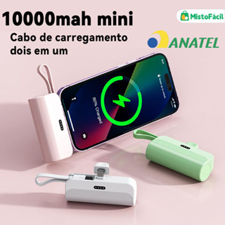 Carregador 2em1 Portátil: Bateria 10000mAh + Base Sem Fio para iPhone e Android Tipo-C em Oferta na Shopee