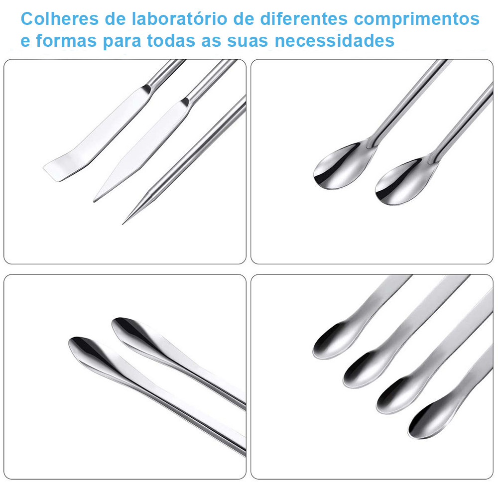 12 peças Conjunto Colher de amostragem de espátula de laboratório,aço inoxidável,Para Medições E Mistura — imagem 2 de 2