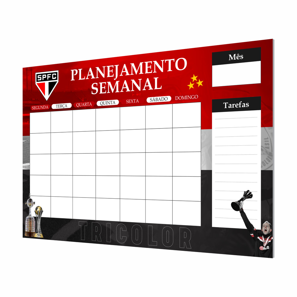 Quadro Planner Organizador Semanal Mensal São Paulo FC 60x40