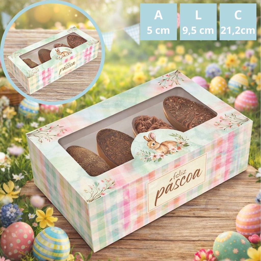 10 CAIXA P/ 4 MINI OVOS 50G OU COELHO DE CHOCOLATE - 5915 ( IDEIA PÁSCOA 2026) · foto 2