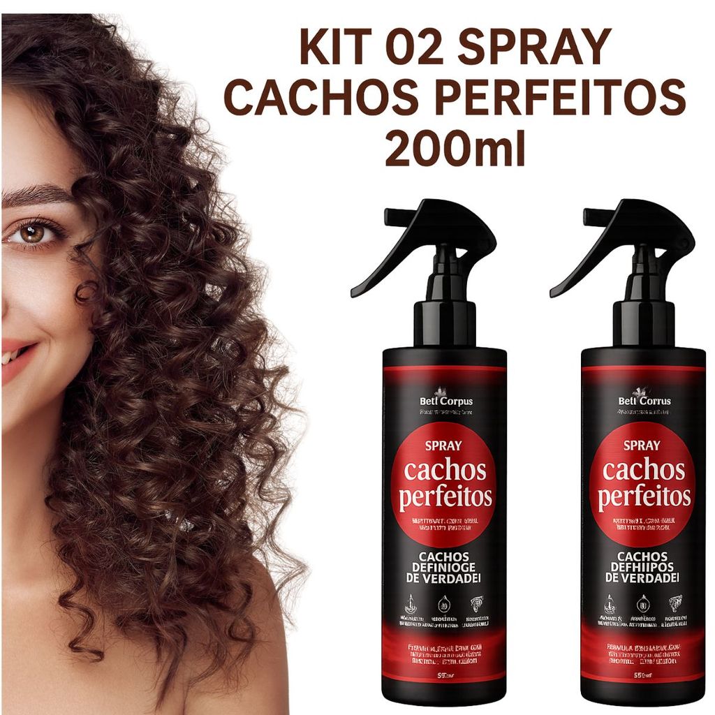 Kit 02 Und Spray Finalizador Cachos Perfeitos 200ml Fixação Suave e Natural Ativador de Cachos