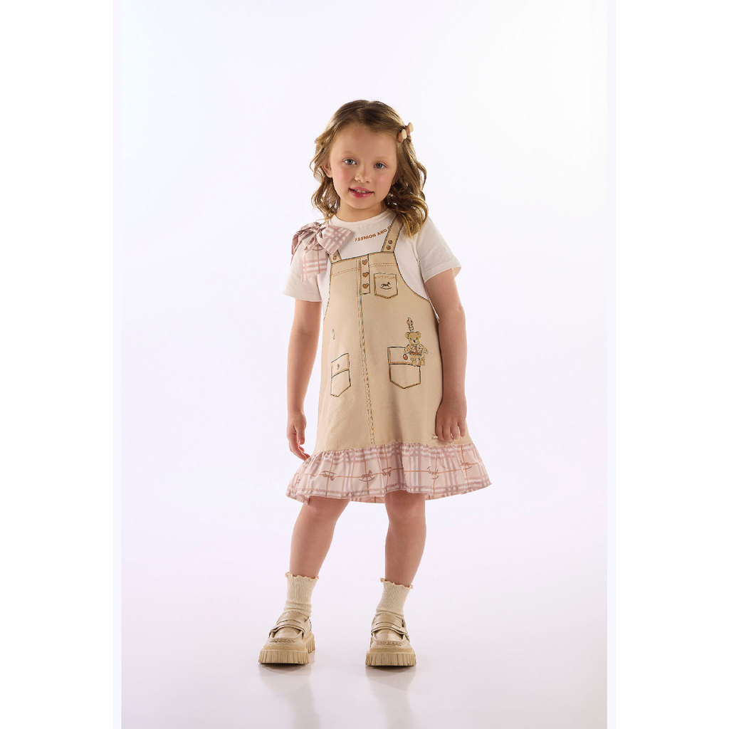 Vestido Cotton Laço Babados Up Baby