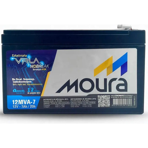 Bateria Selada Moura Vlra 12v-7ah Nobreak/ Segurança/ Ups/ Telecominicações/ Circuito Fechado De Tv
