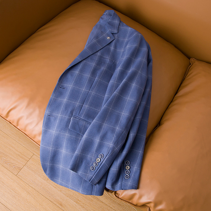 Cor Clássica Xadrez!Nicho Casual terno 2025 primavera verão terno superior masculino único marca ocidental corte etiquet