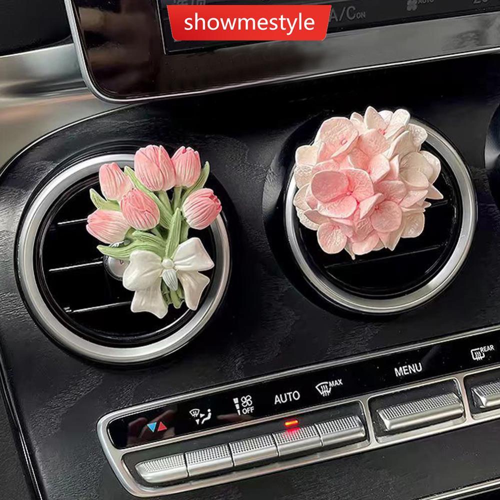 SMS Clipe De Perfume Para Carro , Flor , Tulipa , Saída De Ar , Ambientador De Pêssego , Difusor De Aroma , Acessórios D