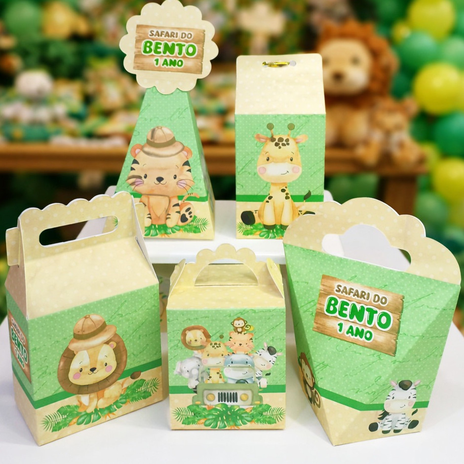 Lembrancinha Aniversário Safari Caixinhas Personalizadas Pegue e Monte Aniversário Kit Festa Infantil Decoração