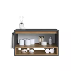 Gabinete de Banheiro Suspenso 1 Nicho 1 Toalheiro 1 Porta 80cm Mel/Grafite - BH8060MG