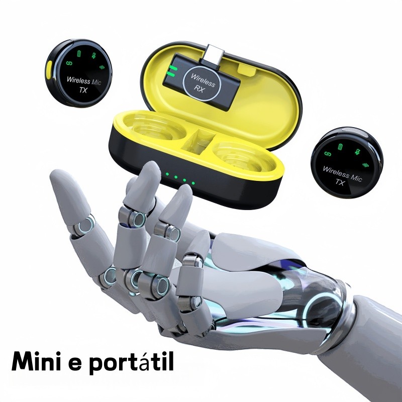 2 Mini Microfone De Lapela Sem Fio Com Cancelamento De Ruído Magnético Profissional Para IPhone Android Type C