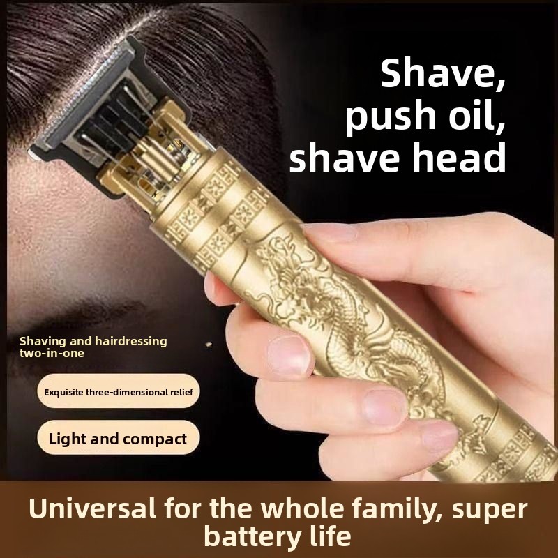 Máquina de cortar cabelo e barbeador elétrico recarregável para carecas, barbeador masculino de dupla função.