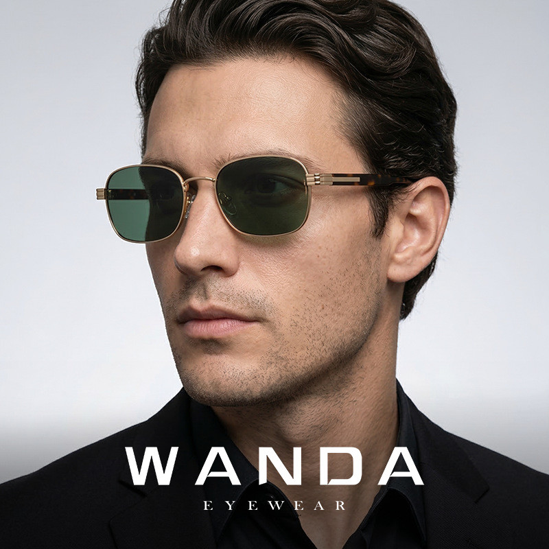 Novos Óculos de Sol Polarizados da Moda s15225, Óculos de Sol com Armação Quadrada de Metal para Homens, Óculos de Sol c