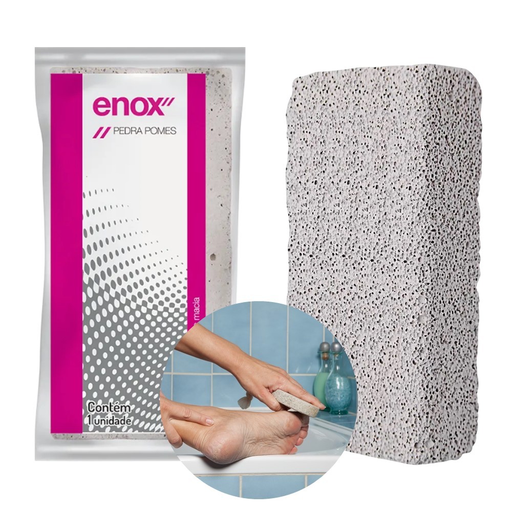 Pedra Pomes Limpeza de Pele Pés Mãos Esfoliação Rachaduras Calos Enox 10×5cm