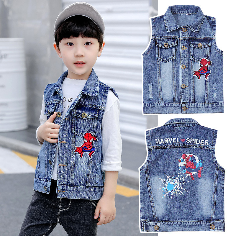 Crianças crianças meninos Denim colete primavera outono roupas moda novo estilo colete bebê na moda médio pequeno crianç