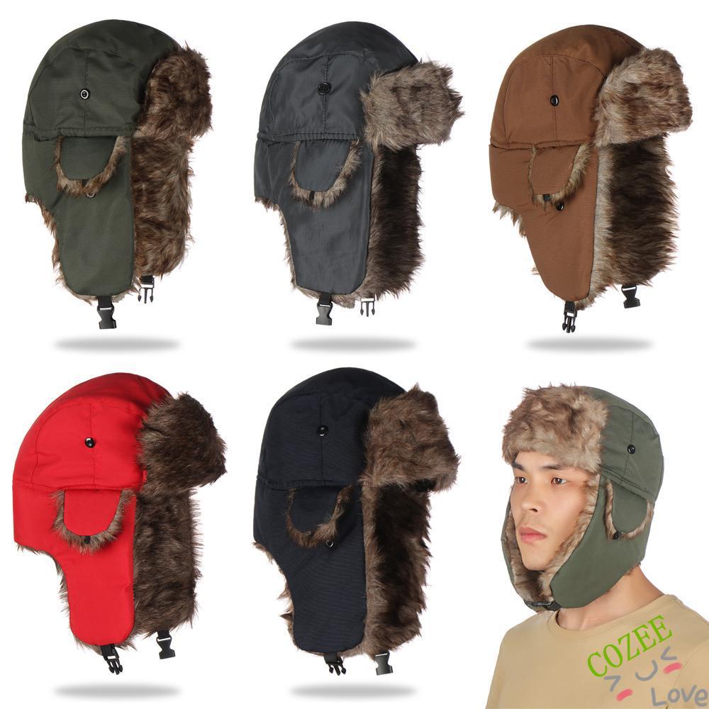 COZEEHOME Russo Ushanka Homens Mulheres Earflap Pele Boné De Inverno