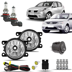 Kit Farol De Milha Neblina Auxiliar Farolete Completo Renault Logan Sandero 2007 08 09 10 11 12
