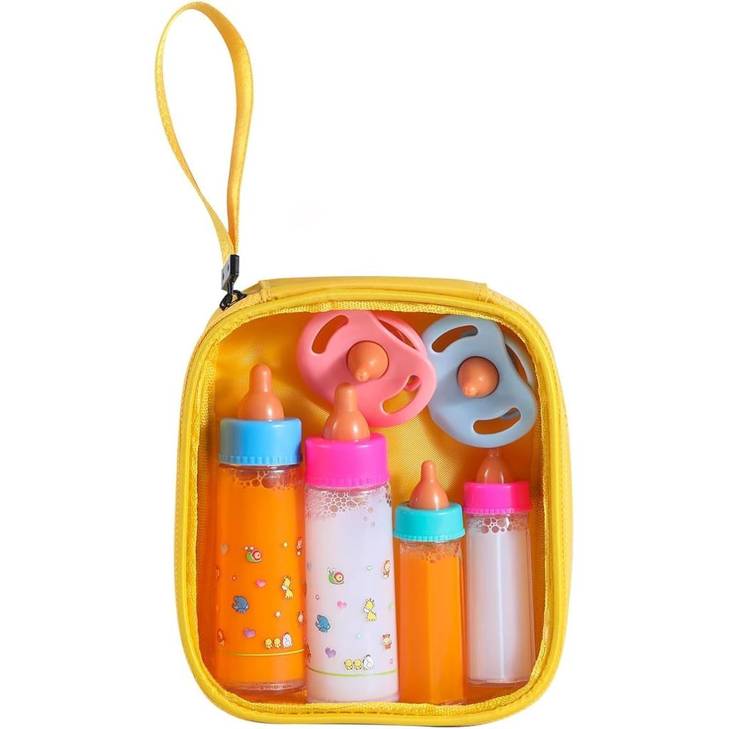 Acessórios para Mamadeira de Boneca - 6 Peças de Brinquedos de Mamadeira, Leite e Suco Mágicos que Desaparecem, Conjunto