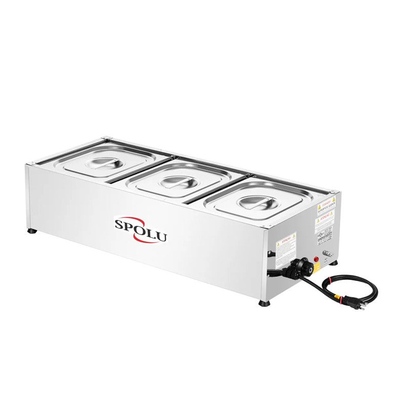 Balcão Buffet Rechaud Térmica Mesa Self Service Elétrico Inox 3 Cubas 220v Spolu