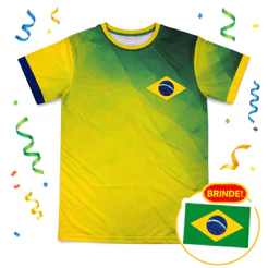 CAMISETA BRASIL VERDE AMARELA Adulto Com Adesivo De BRINDE