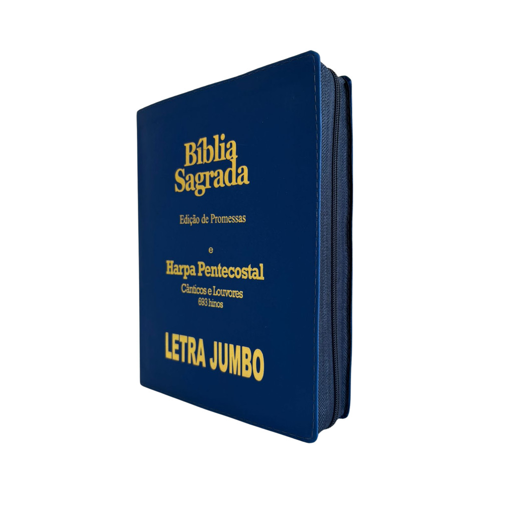 Bíblia Sagrada Letra Jumbo Ziper c Índice Azul