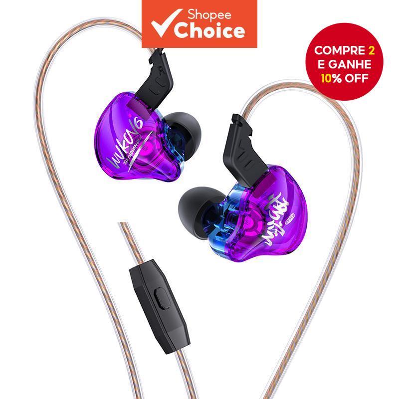 KBEAR K01 fones de ouvido intra-auriculares para monitoração, graves imersivos HIFI, fones com fio com cancelamento de