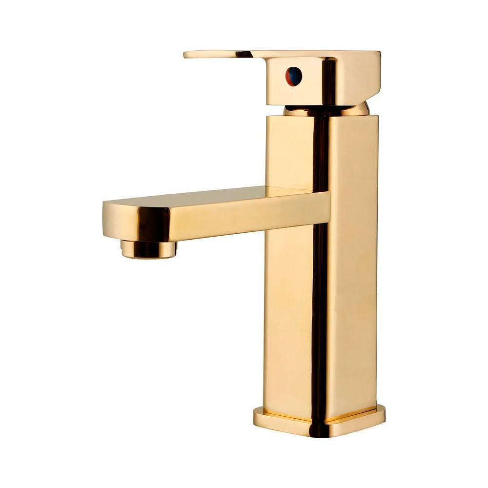 Torneira Para Banheiro Misturador Monocomando Baixa Madeira Pingoo - Dourado