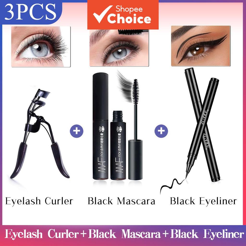Conjunto de Maquiagem para os Olhos Máscara Delineador Caneta Curvador de Cílios À Prova D'Água Longa Duração Aplicação