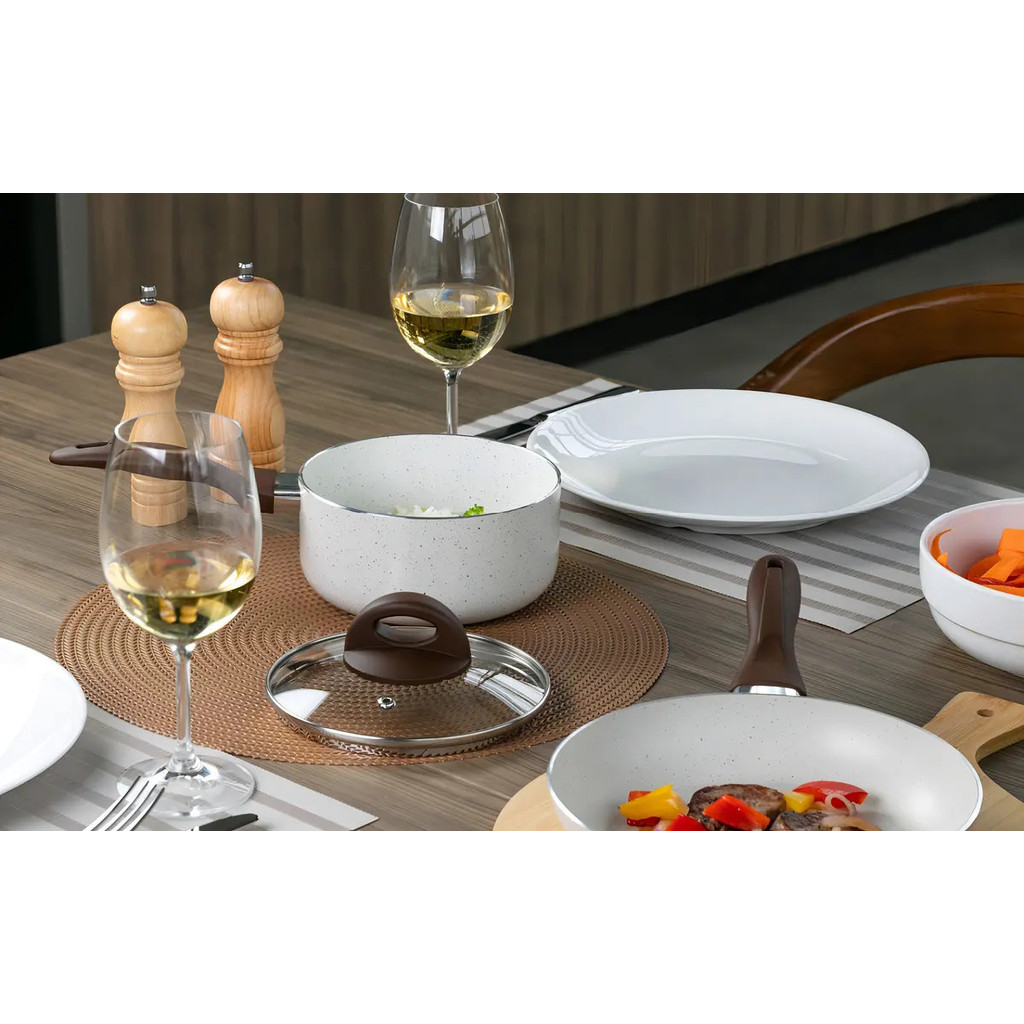 Panela Tampa 18cm Ceramic Life Fogão Indução Brinox Baunilha