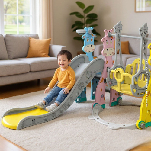 Parquinho infantil 3X1 Completo Playground com escorregador Balanço e Cesta brinquedos playground