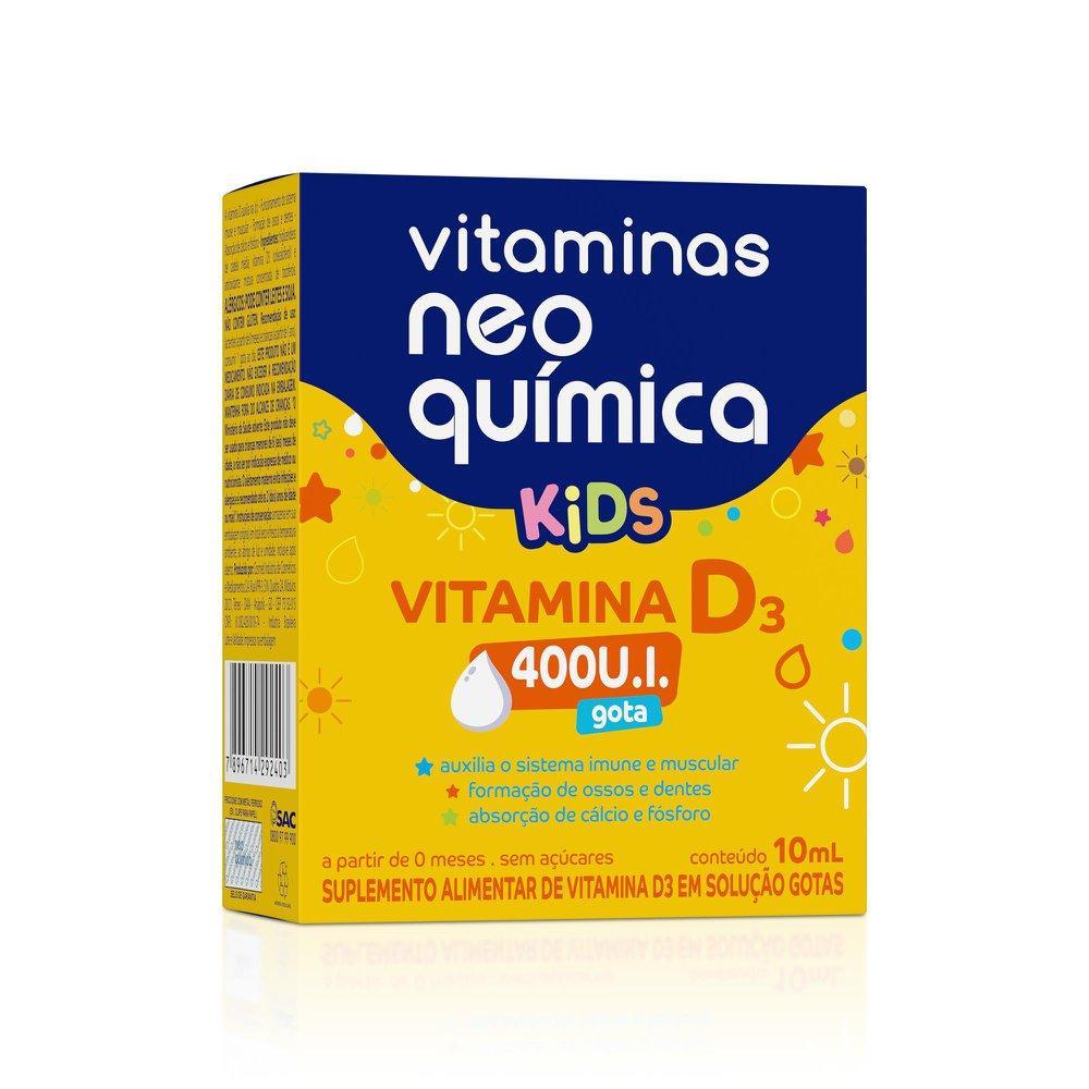 SUPLEMENTO NEO QUÍMICA KIDS VITAMINA D3 400UI GOTAS 10ML em Oferta na Shopee