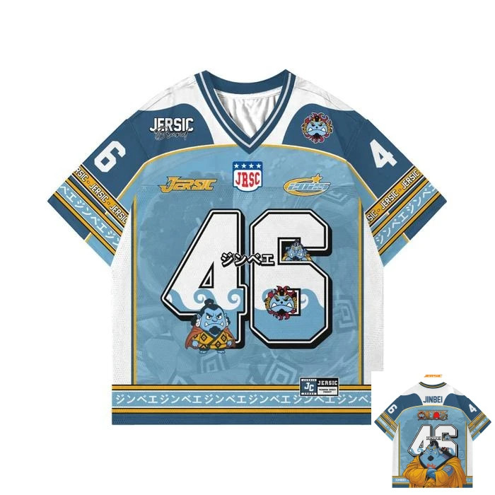 46 Camisa De Uma Peça Jinbei Anime Estilo Kpop Beisebol Hóquei Camiseta Moda Casual Diário Unissex Camisetas Soltas E Co