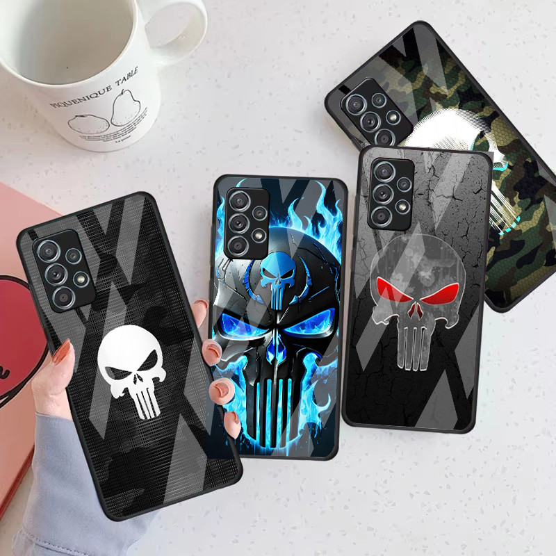 Punisher 06 Capa De Telefone De Vidro Para Samsung Galaxy A16 A15 A25 A35 A55 A53 A54 A34 A14 A32 A52 4G 5G A56 A54