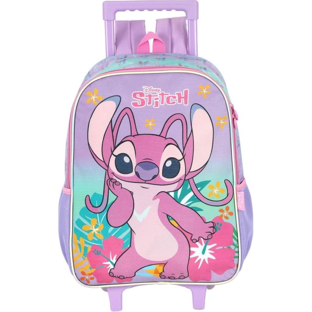 Mochila Infantil, Luxcel, com Rodinha, Stitch, Roxa