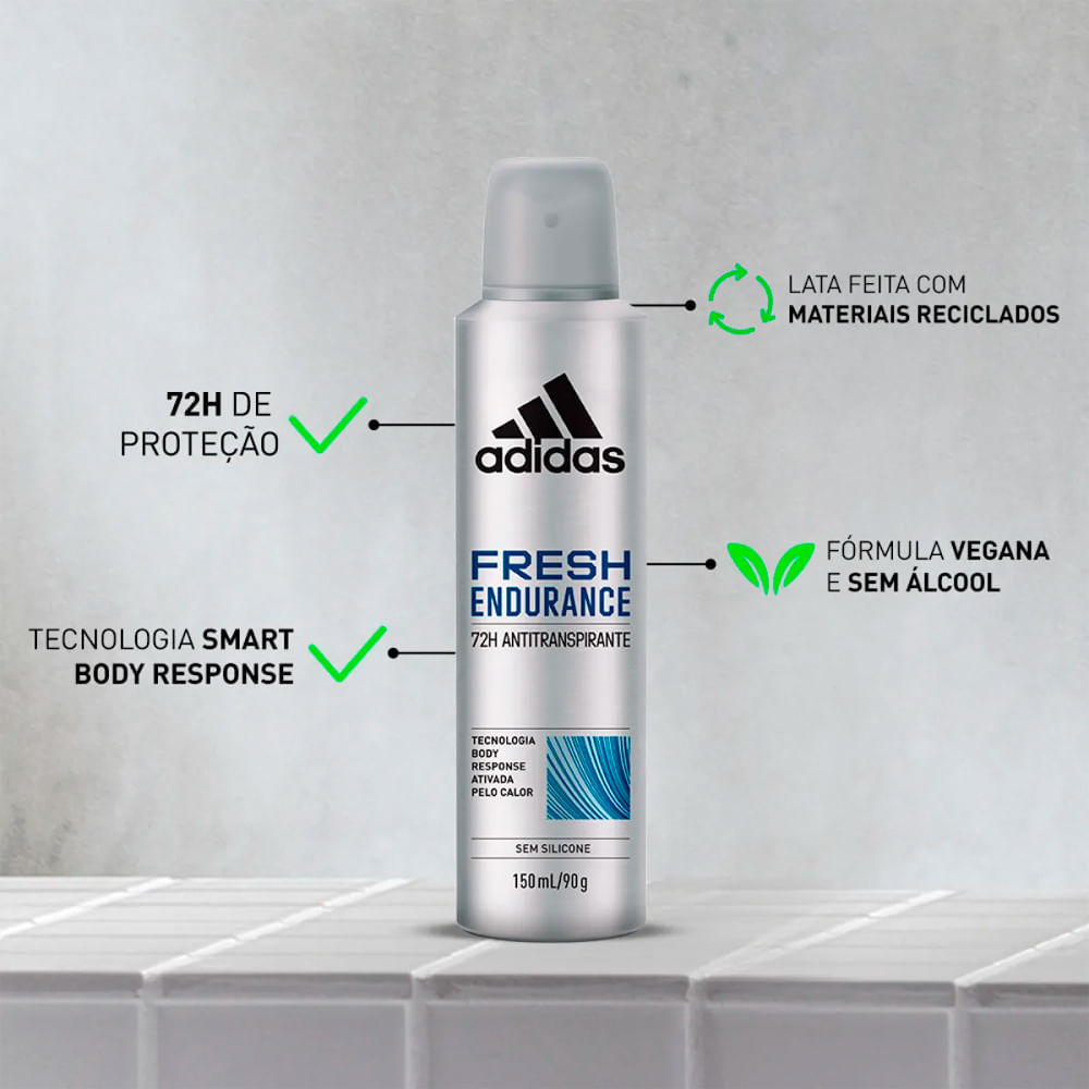 Detalhes do Desodorante Aerosol Adidas Fresh Endurance Masculino 150ml