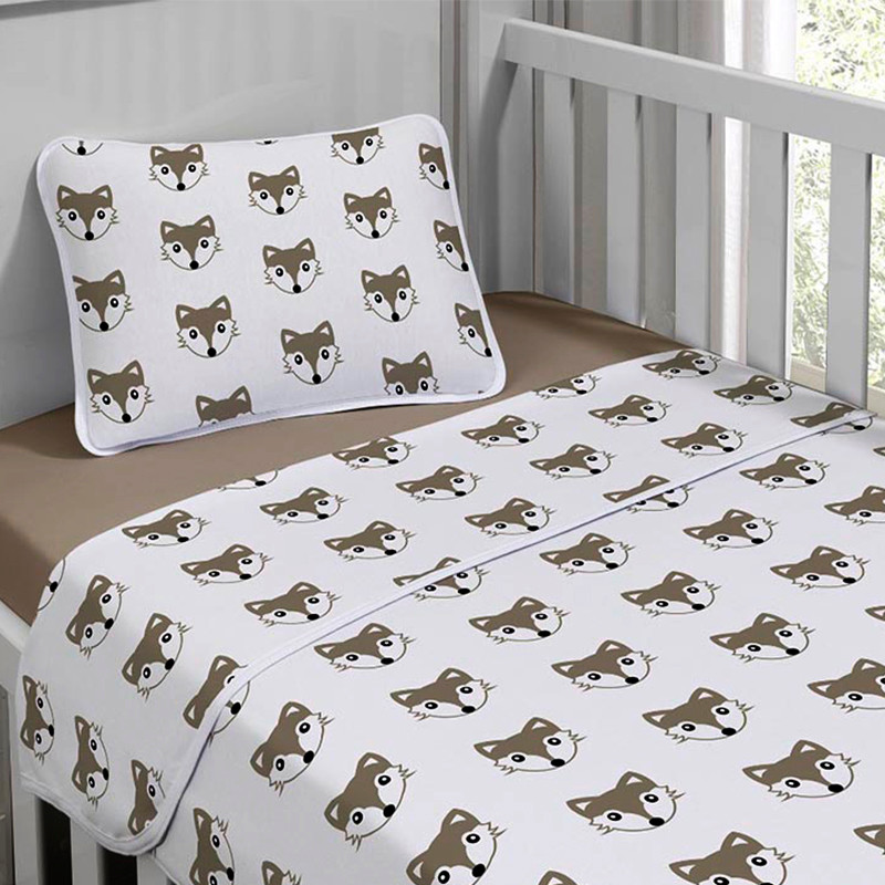 Jogo de Cama Berço Tecebem Malha 100% Algodao Estampado Dori 3 Peças Duna