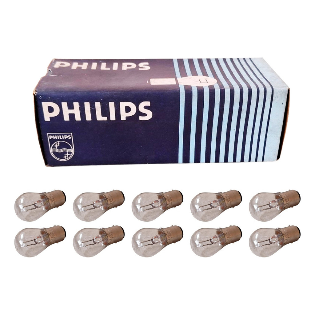 10x Lâmpada Comum 2 Polos 12v P21/5w Philips 12499 Automóvel