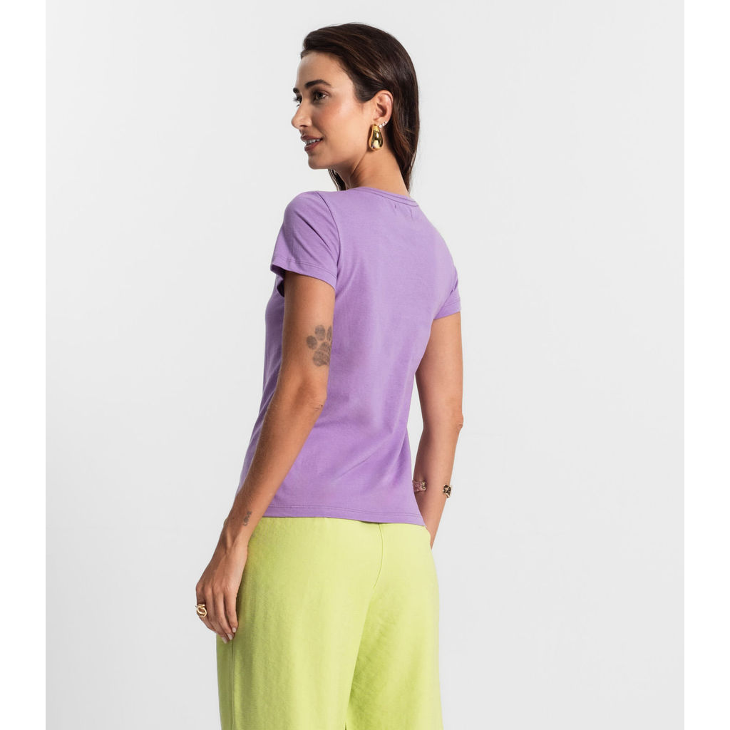 Detalhes do Blusa Feminina Meia Malha 30 Básica KO Roxo