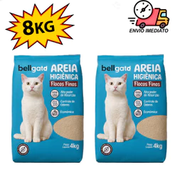 Kit Areia Sanitária Higiênica Para Gatos Anti Odor 4 ou 8kg Total Bellgato Extra Fina azul