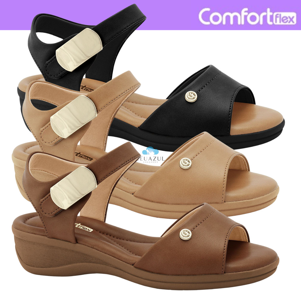 Sandália Comfortflex Feminina Anabela Médio Conforto Original em Oferta na Shopee