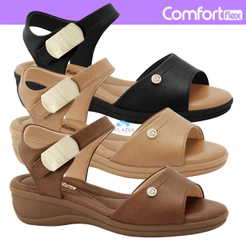 Sandália Comfortflex Feminina Anabela Médio Conforto Original