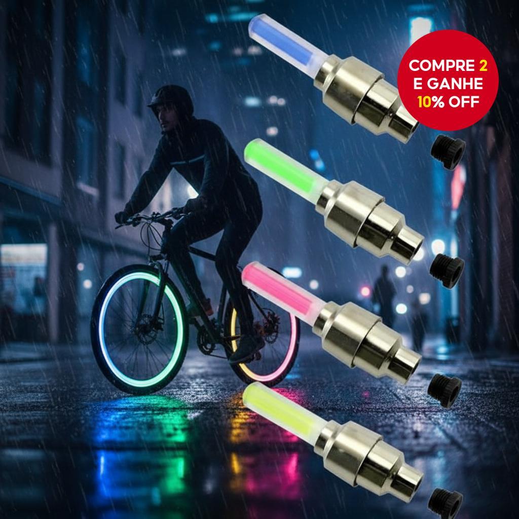 2 peças conjunto de luz de raio LED de segurança para decoração de pneu de bicicleta com válvula neon em 4 cores em Oferta na Shopee